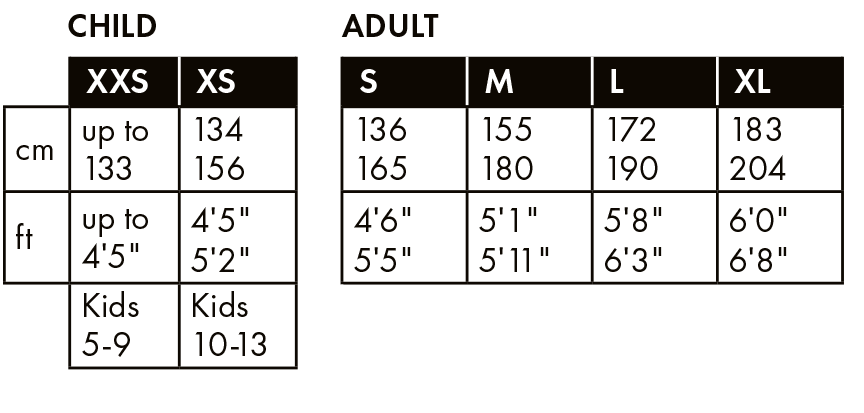 G.ROBE The ultimate changing robe size chart
